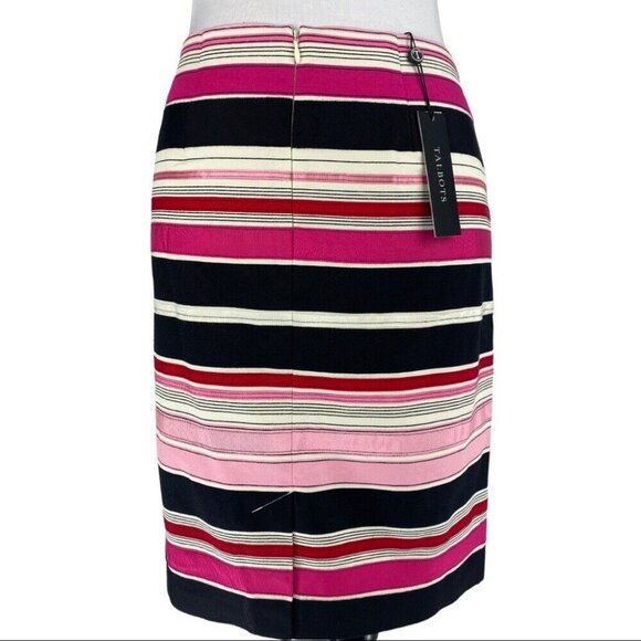 Talbots Women's NWT Pink Black Striped Ribbon Career Pencil Skirt Size 4P/W30 - Picture 5 of 15